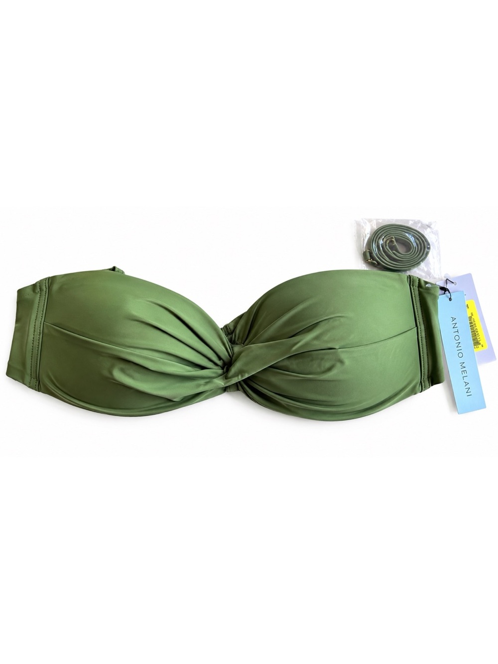Antonio Melani Olive Green Bandeau Bikini Top Size M NWT AM401100